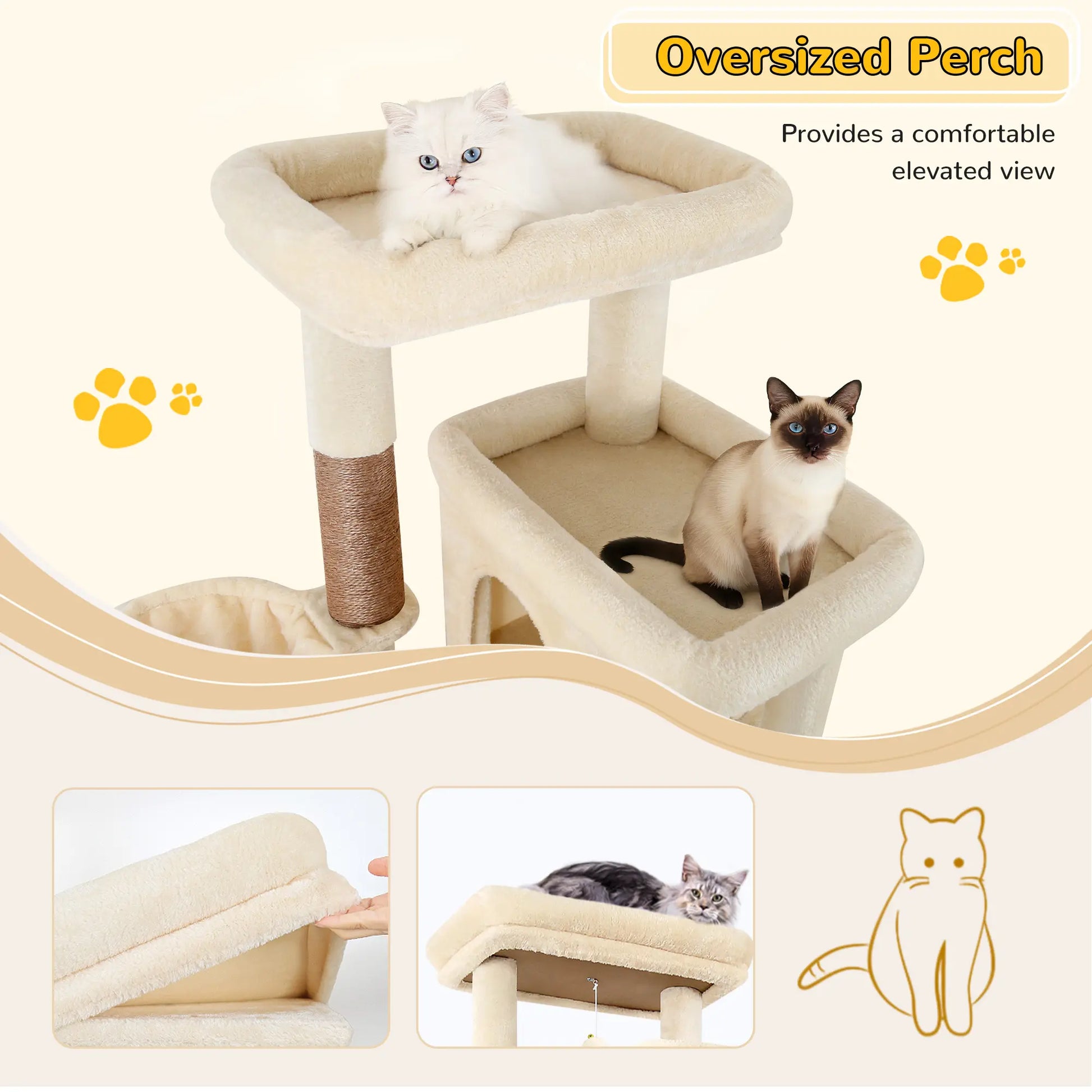 Modern Tall Cat Tree Condo with Sisal Scratching Posts