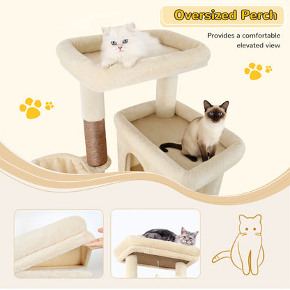 Modern Tall Cat Tree Condo with Sisal Scratching Posts