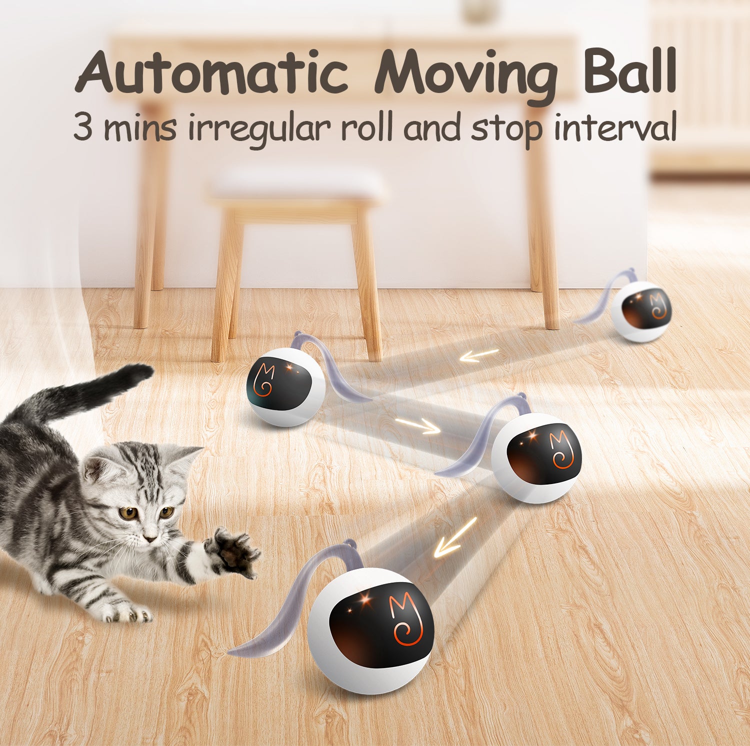 Interactive Automatic Moving Ball Cat Toy (USB Rechargeable)