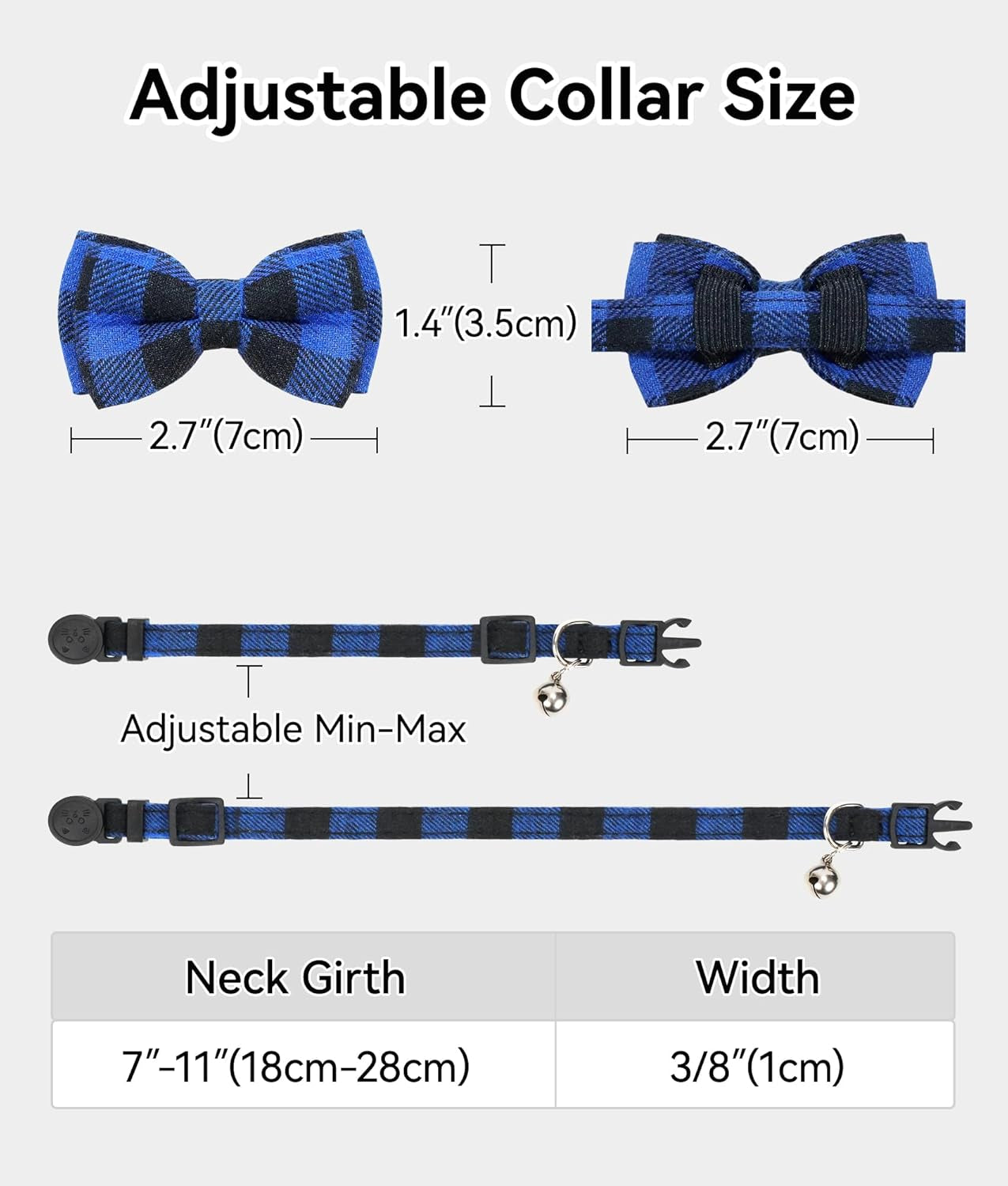Breakaway Plaid Cat Collar with Bell and Bow Tie