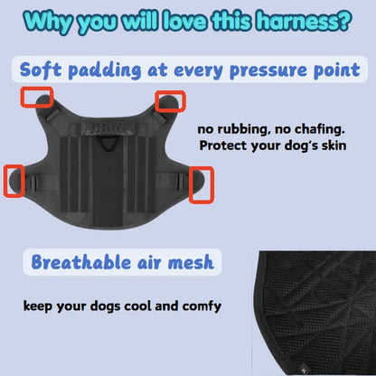 Heavy-Duty No-Pull Dog Harness – Adjustable Outdoor Safety Vest