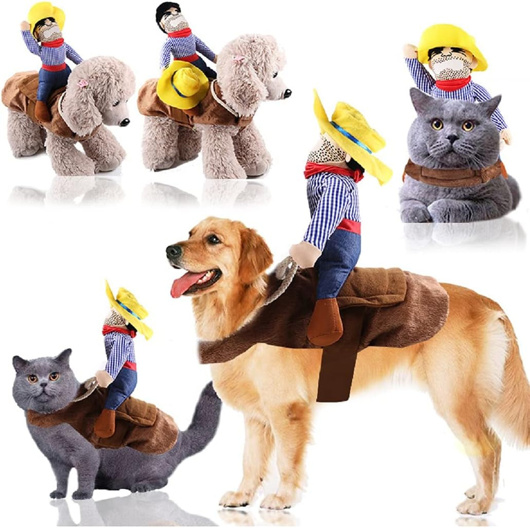 Novelty Cowboy Rider Costume for Dogs & Cats