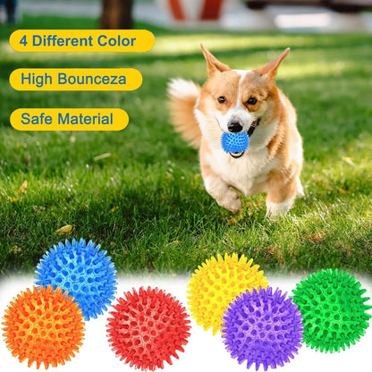 12 Pack 2.5 Inch Squeaky Dog Toy Balls Spikey Dog Balls Large Dog Chew Toys for Medium Large and Small Dogs for Aggressive Chewers, 6 Colors Spiky Safe