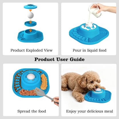 Anti-Slip Slow Feeder Dog Bowl & Licking Mat