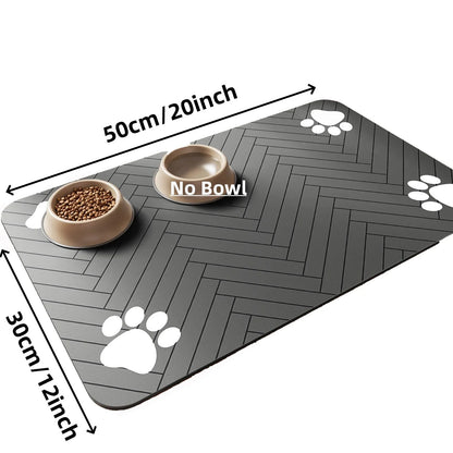 Absorbent Pet Feeding Mat with Non-Slip Rubber Backing