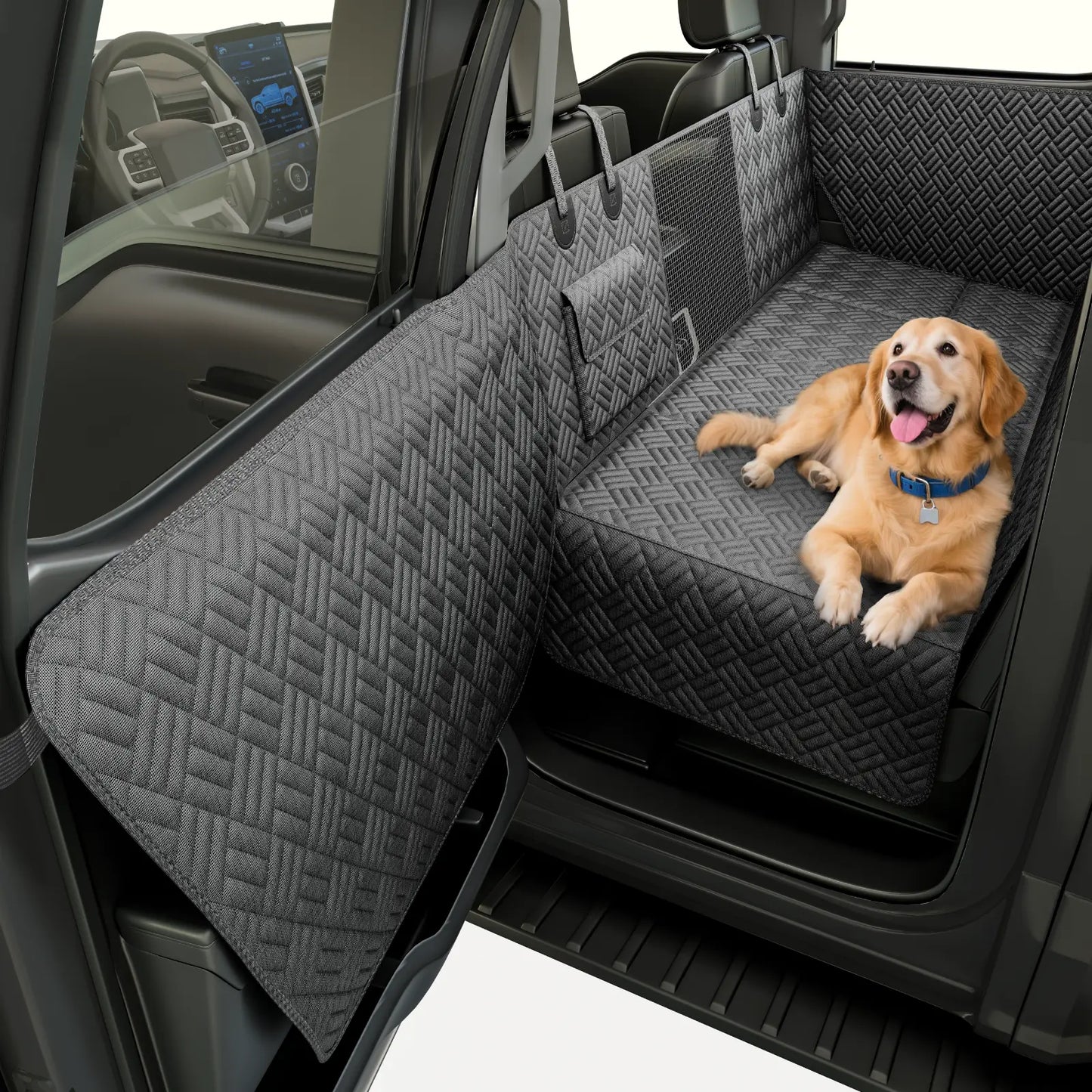 Hard Bottom Dog Car Seat Cover – Heavy Duty Back Seat Extender