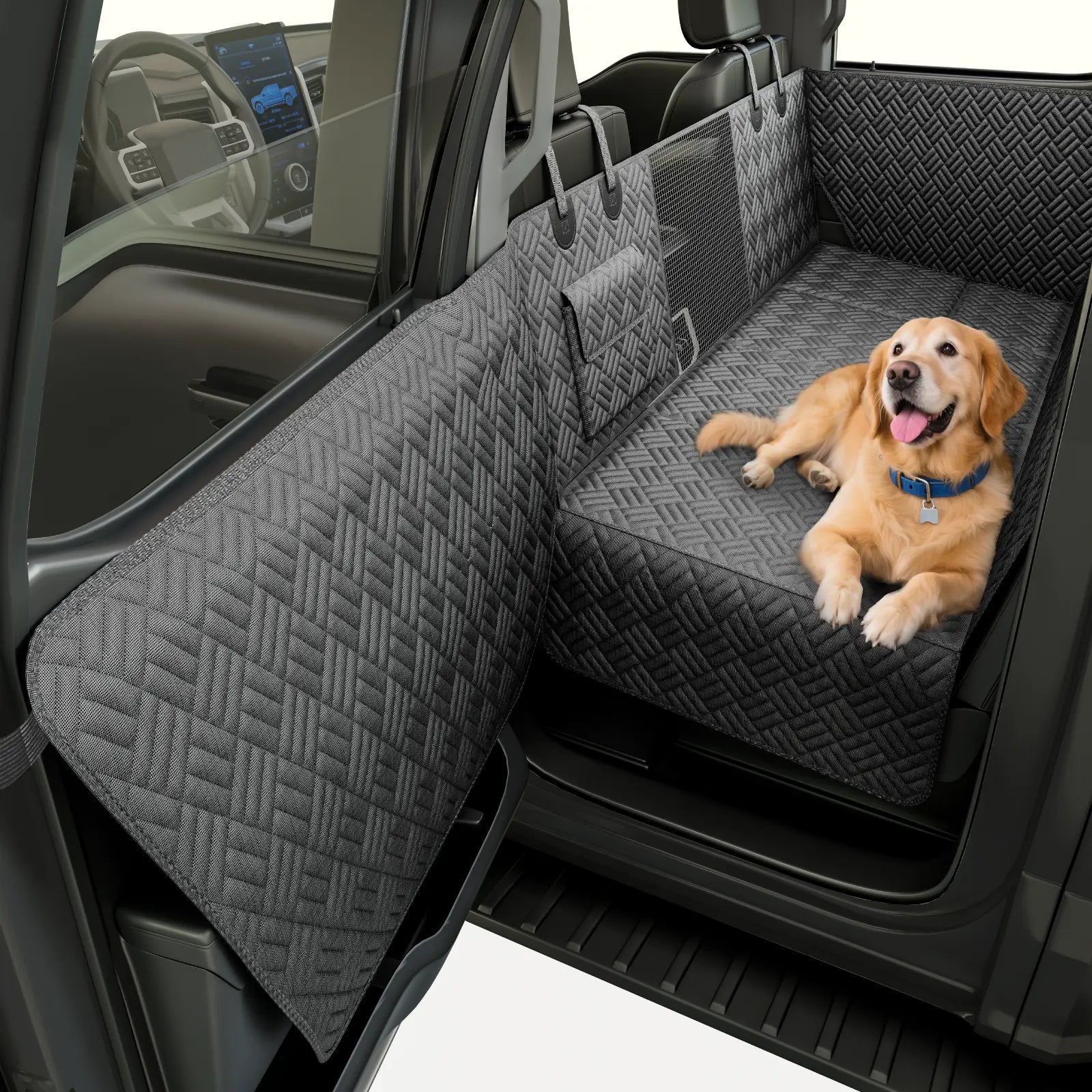 Hard Bottom Dog Car Seat Cover – Heavy Duty Back Seat Extender