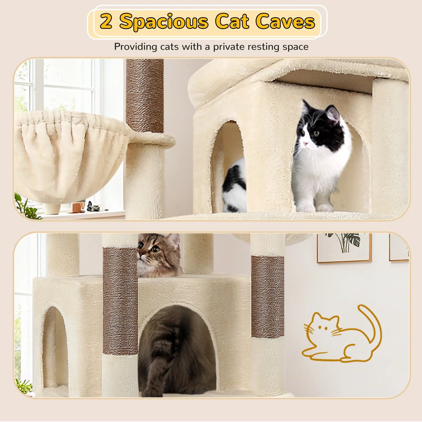 Modern Tall Cat Tree Condo with Sisal Scratching Posts