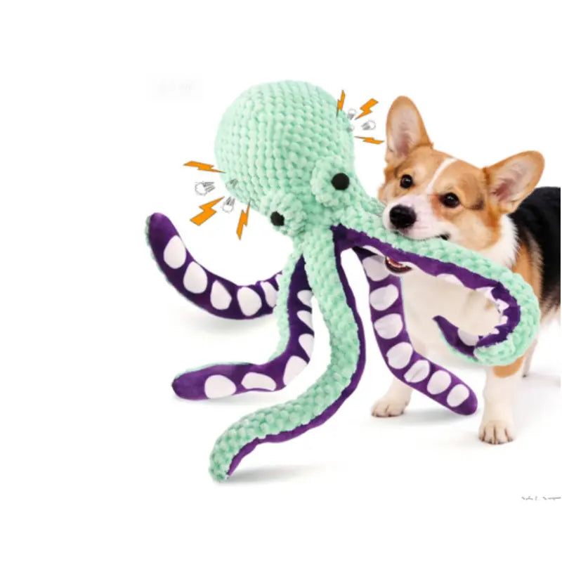 Squeaky Plush Octopus Dog Toy with Suction Cup