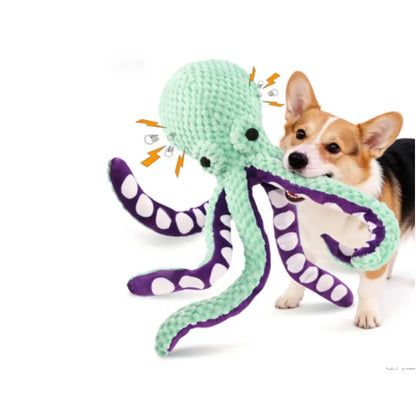 Squeaky Plush Octopus Dog Toy with Suction Cup