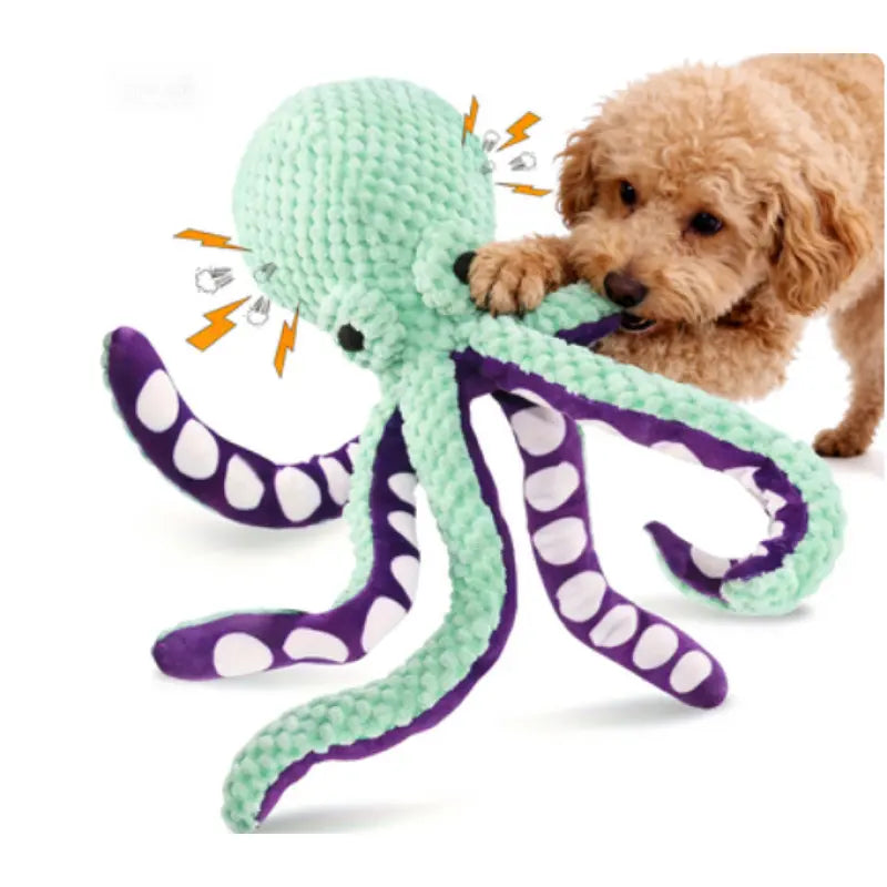 Squeaky Plush Octopus Dog Toy with Suction Cup