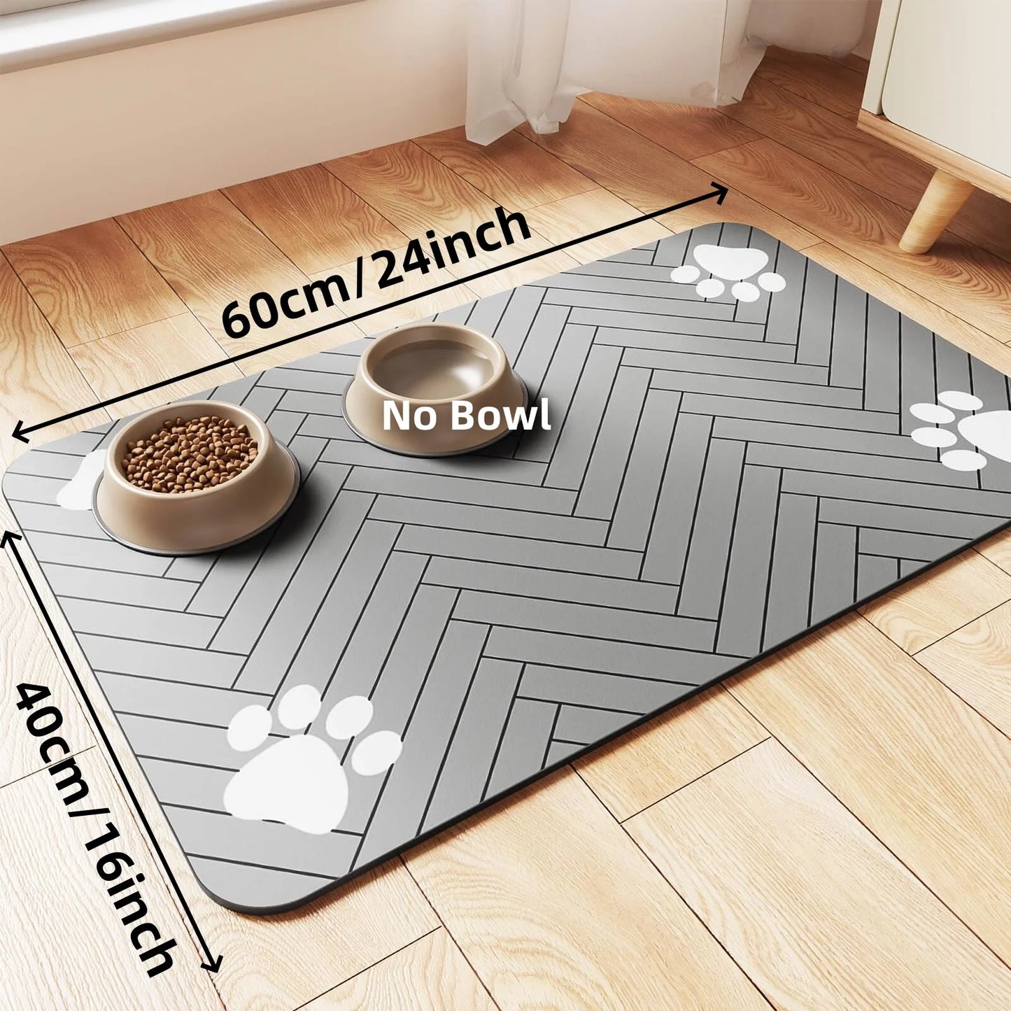 Absorbent Pet Feeding Mat with Non-Slip Rubber Backing