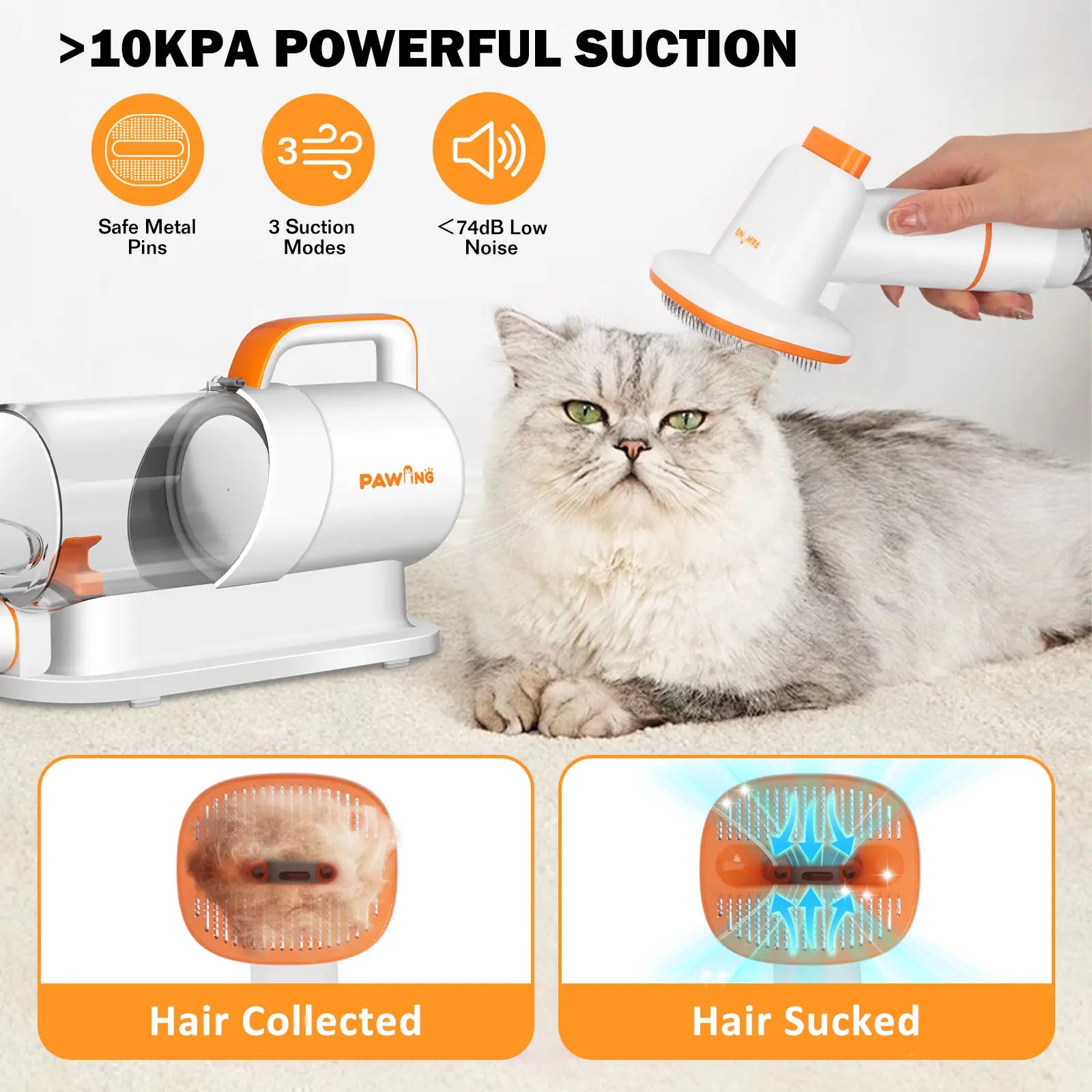 PAWING Professional Pet Grooming Vacuum Kit & All-in-1 Deshedding Tool