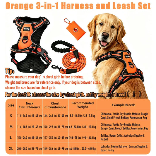 Adjustable Padded Dog Vest Harness with Front & Back Clips