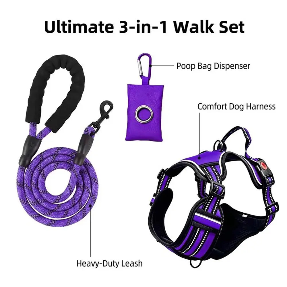 Adjustable Padded Dog Vest Harness with Front & Back Clips