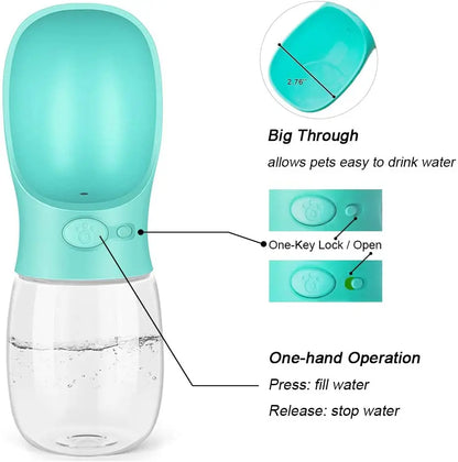 Portable Dog Water Bottle & Outdoor Travel Feeder