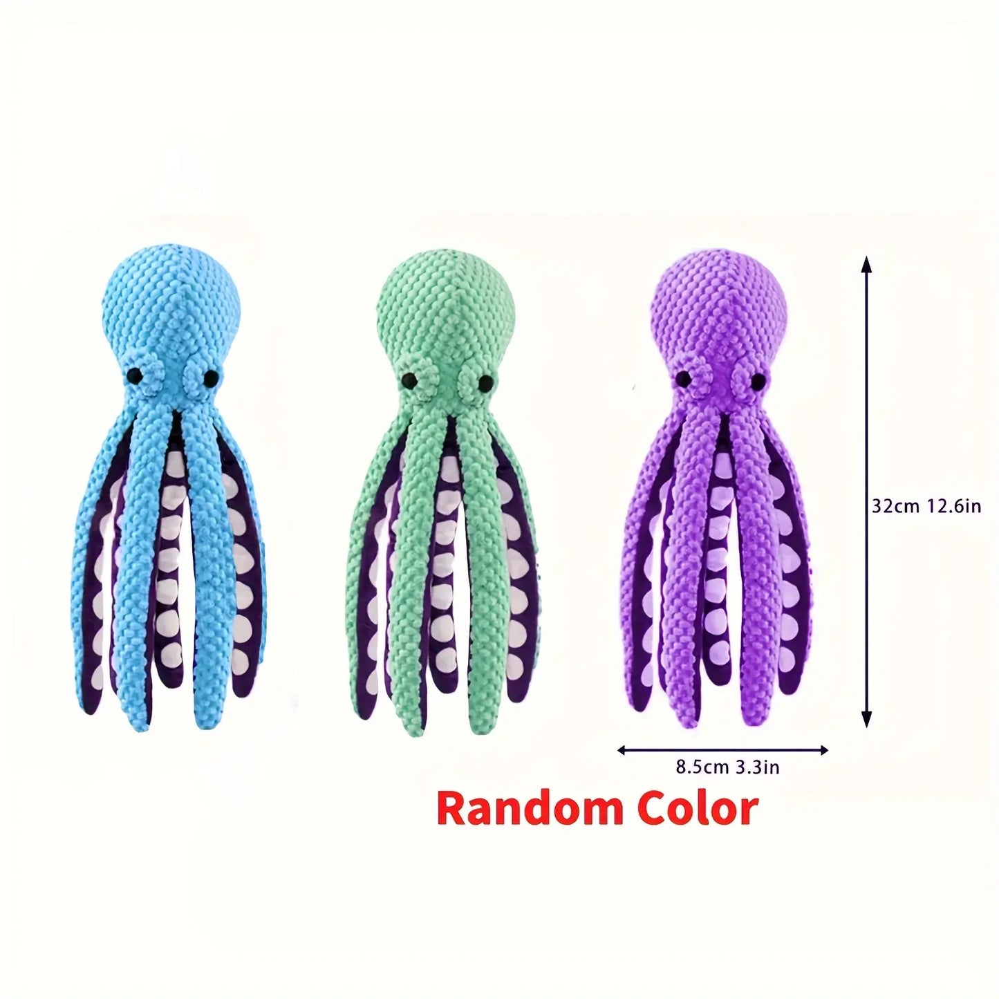 Squeaky Plush Octopus Dog Toy with Suction Cup