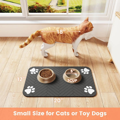 Absorbent Pet Feeding Mat with Non-Slip Rubber Backing