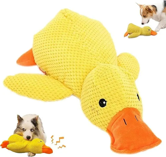 Soft Corduroy Duck Toy with Built-In Squeaker for Puppies