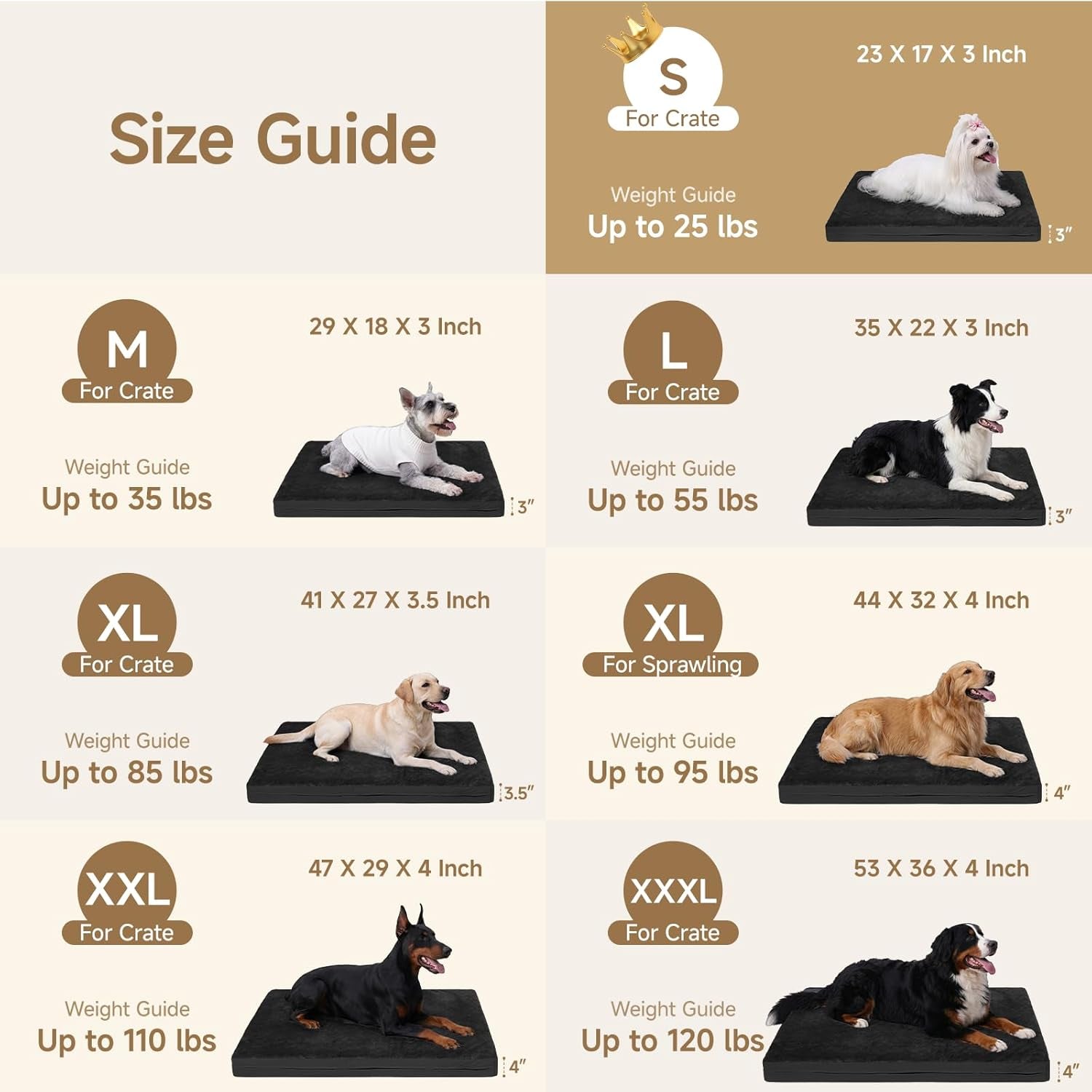 Waterproof Dog Bed for Crate, Reversible Kennel Beds, 23" X 17", Black | Waterproof Linner, Quick-Absorb Top, Wipeable & Anti-Slip Vegan Leather, Machine-Washable Cover, for Small Dogs, Black