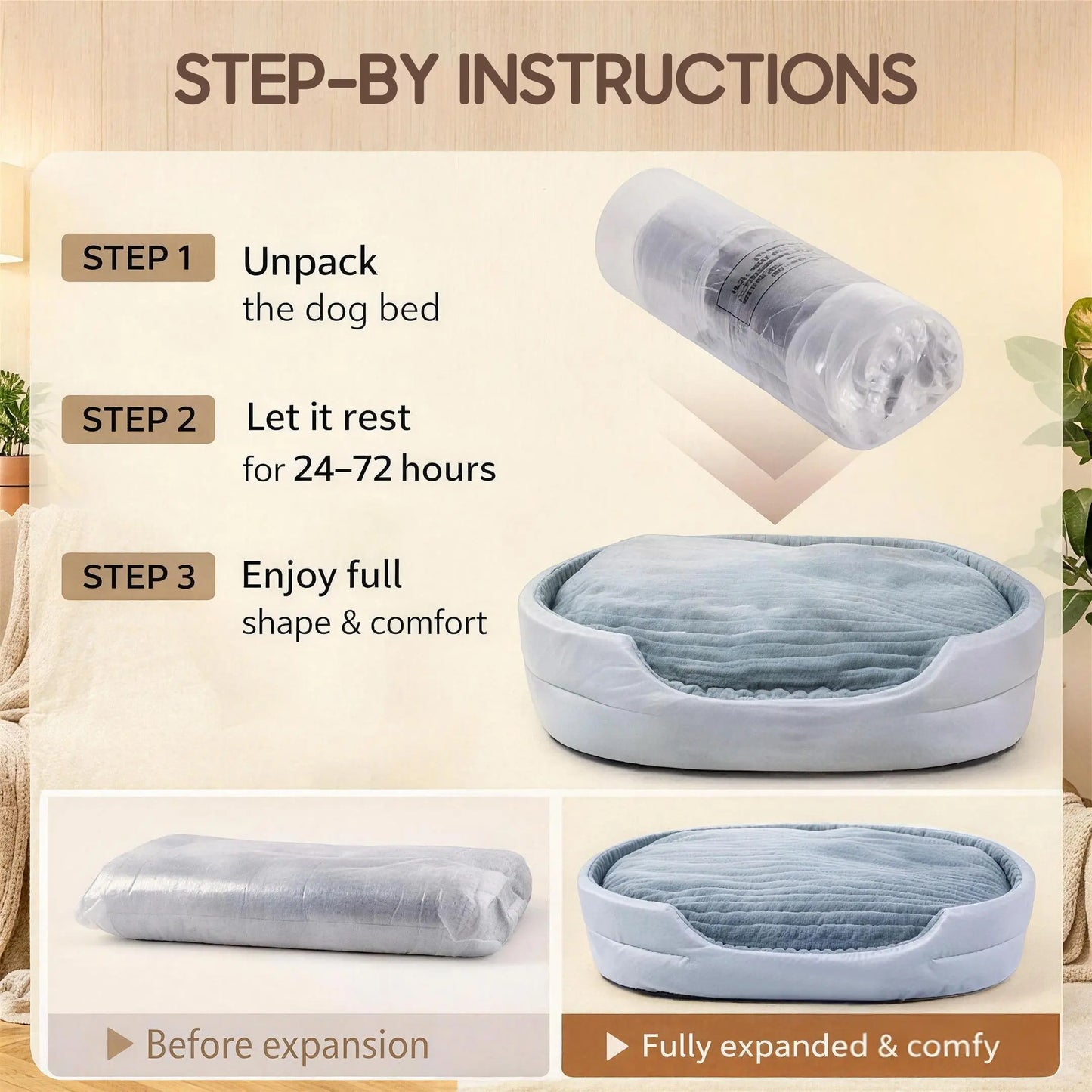 Premium Washable Plush Dog Couch Bed with Waterproof Base