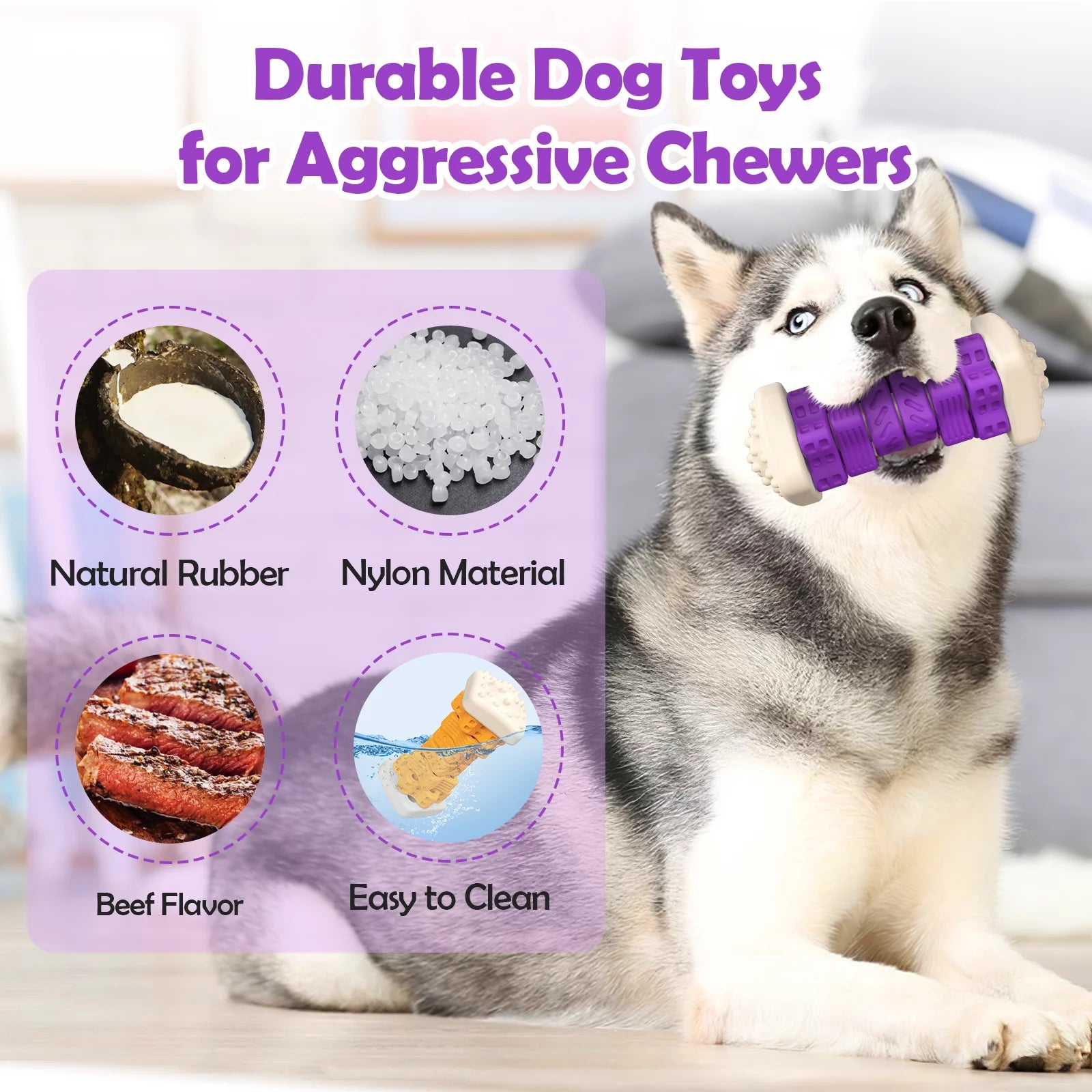 Interactive Purple Chew Toy for Aggressive Chewers
