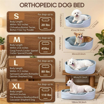 Premium Washable Plush Dog Couch Bed with Waterproof Base