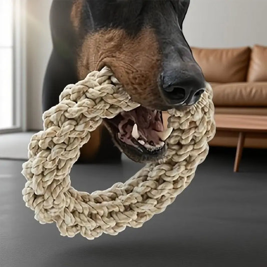 Durable Chew Resistant Dog Toy, Heavy Interactive Teeth Grinding Toy for Medium Large Dogs, Interactive Tough Chewer, Strong Anti-Chew, Tug-Of-War & Solo Play