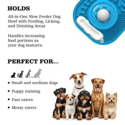 Anti-Slip Slow Feeder Dog Bowl & Licking Mat