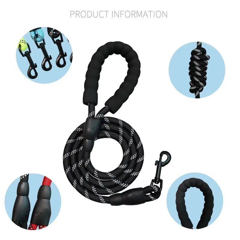 Reflective Nylon Round Walking Leash for Dogs