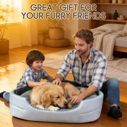 Premium Washable Plush Dog Couch Bed with Waterproof Base