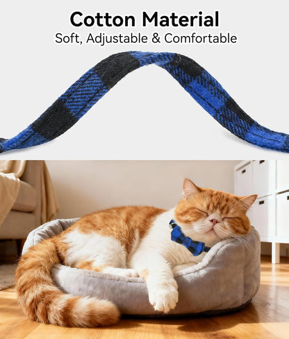 Breakaway Plaid Cat Collar with Bell and Bow Tie