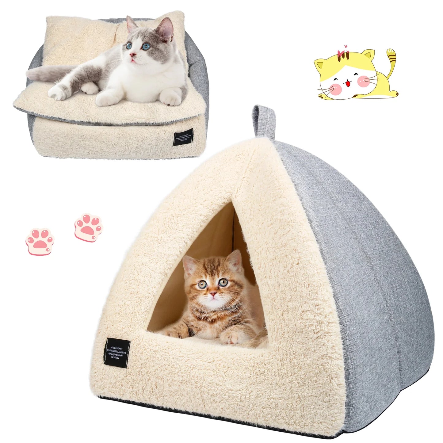 2-in-1 Cozy Cat Bed with Removable Cushion
