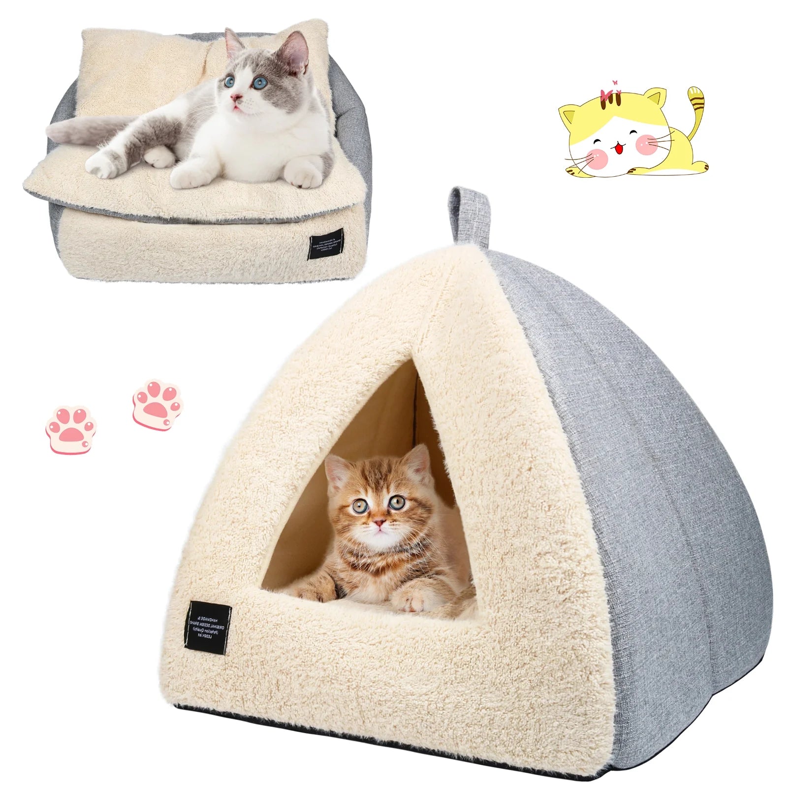 2-in-1 Cozy Cat Bed with Removable Cushion