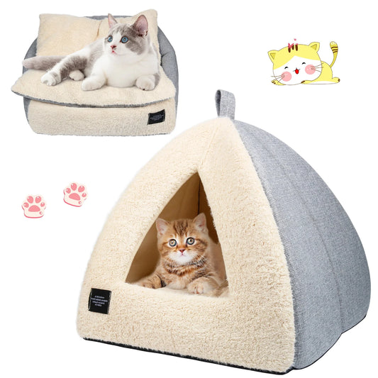 2-in-1 Cozy Cat Bed with Removable Cushion