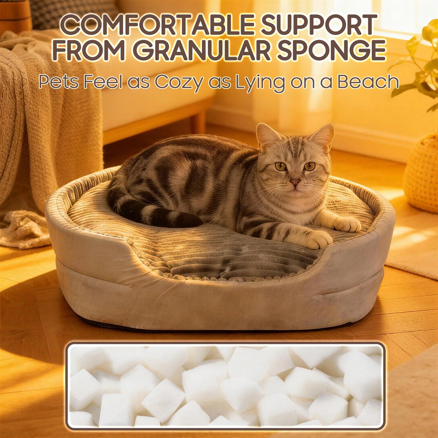 Premium Washable Plush Dog Couch Bed with Waterproof Base