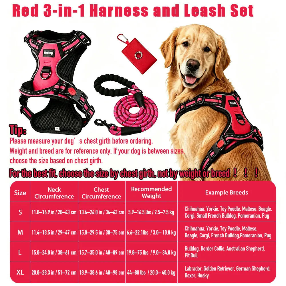 Adjustable Padded Dog Vest Harness with Front & Back Clips
