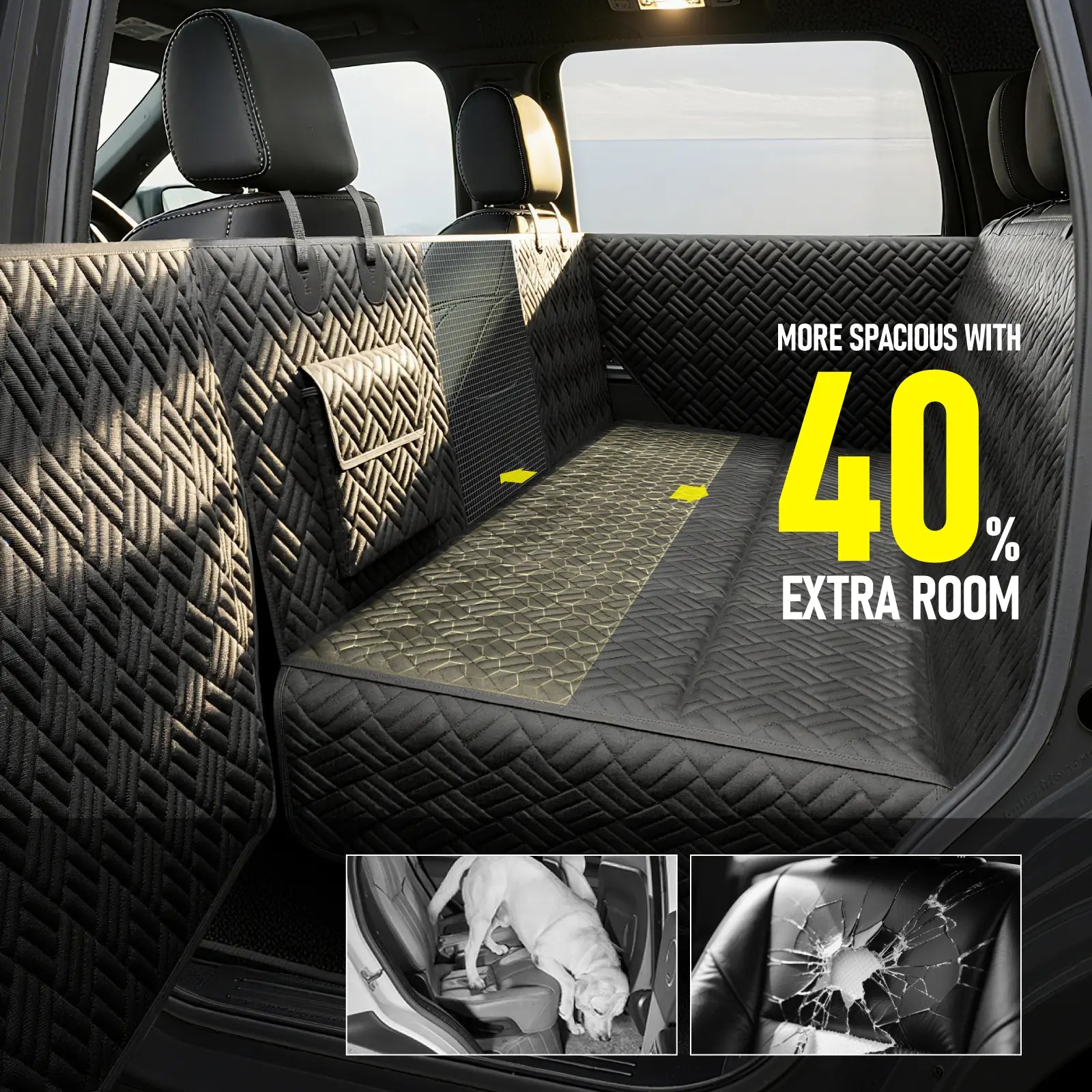 Hard Bottom Dog Car Seat Cover – Heavy Duty Back Seat Extender