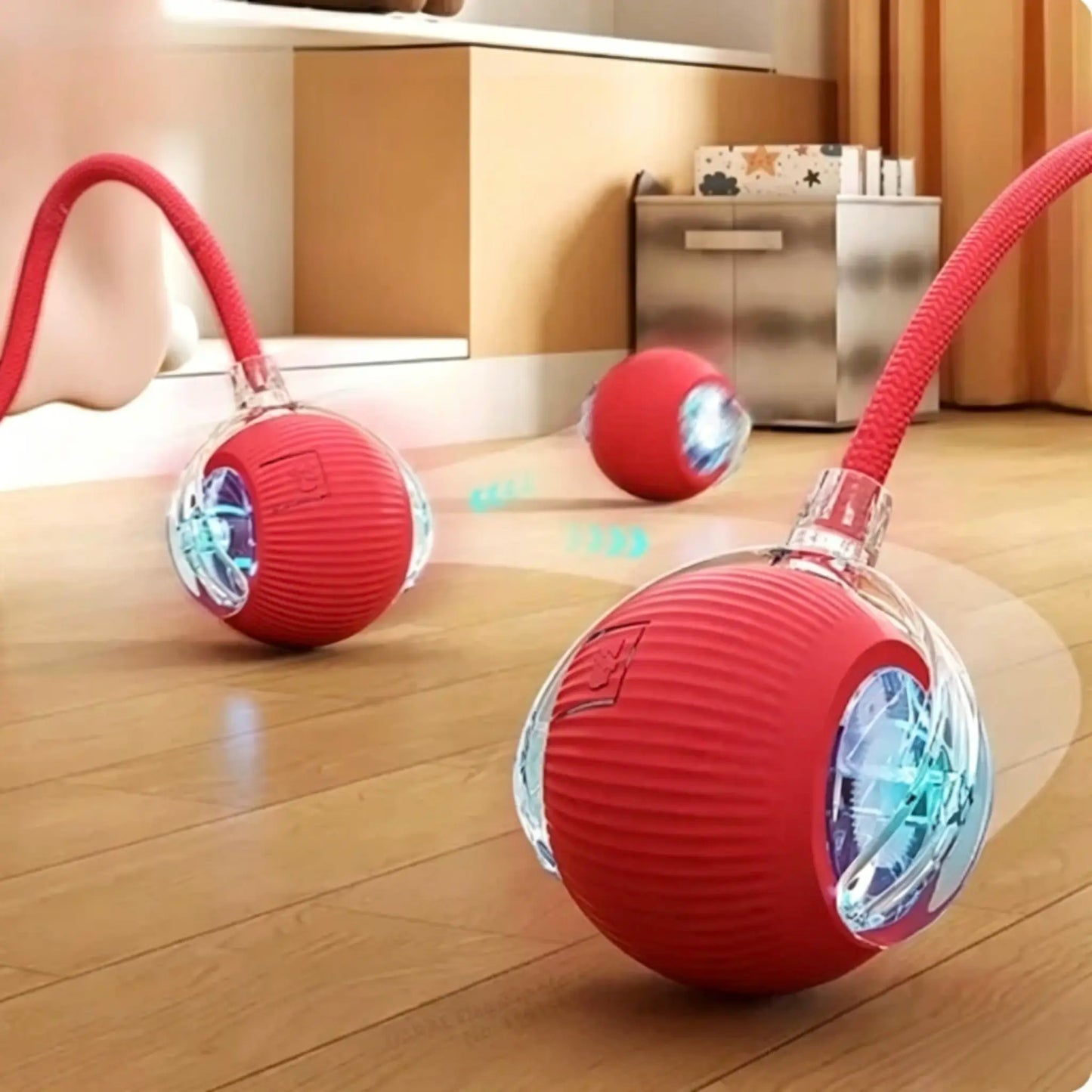 USB Rechargeable Rolling Cat Ball with Teasing Stick