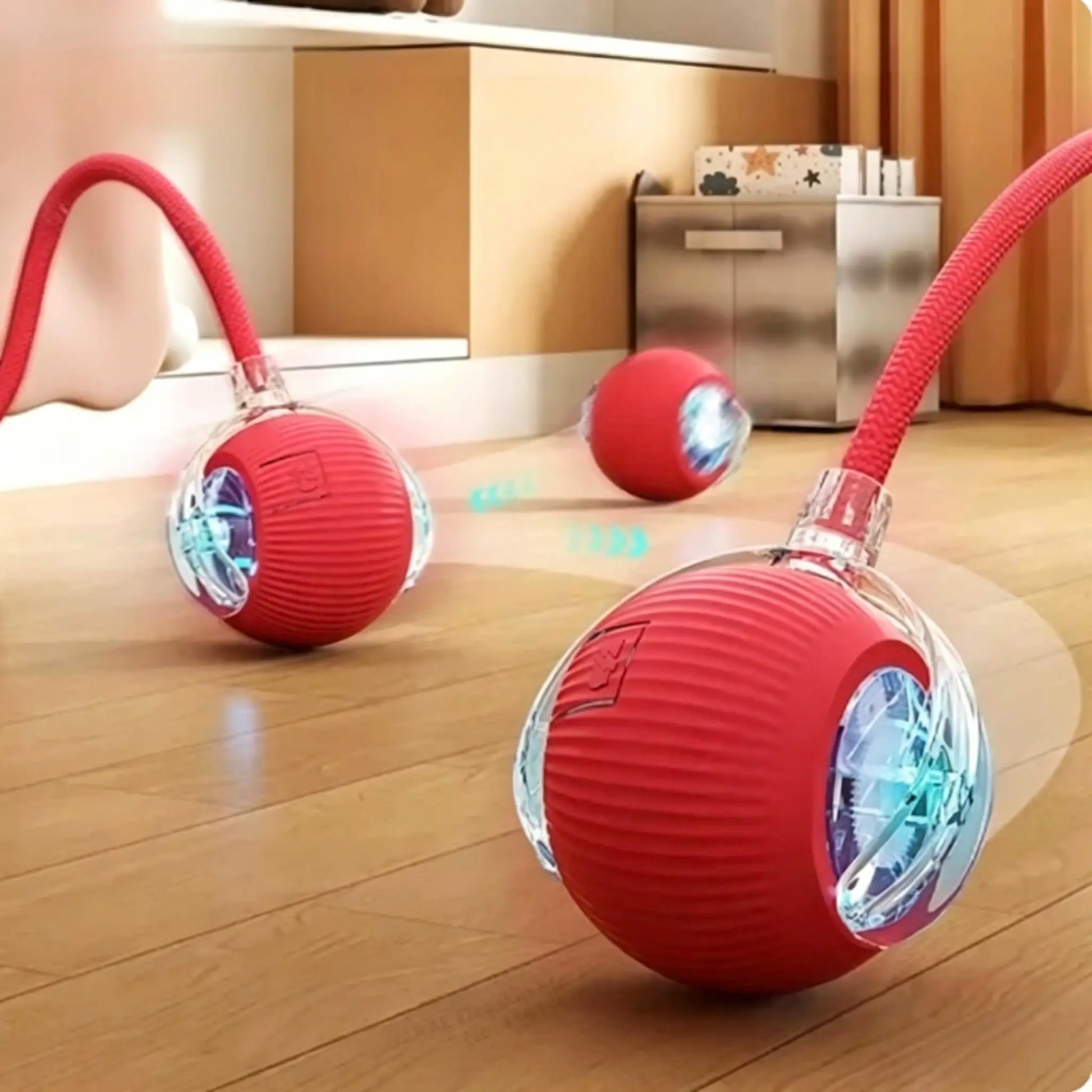 USB Rechargeable Rolling Cat Ball with Teasing Stick
