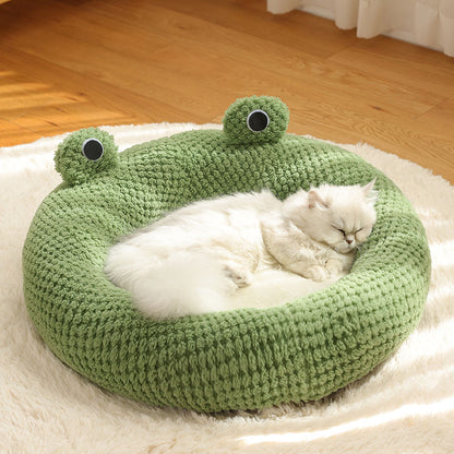 Warm Plush Frog Cave Bed for Small Pets