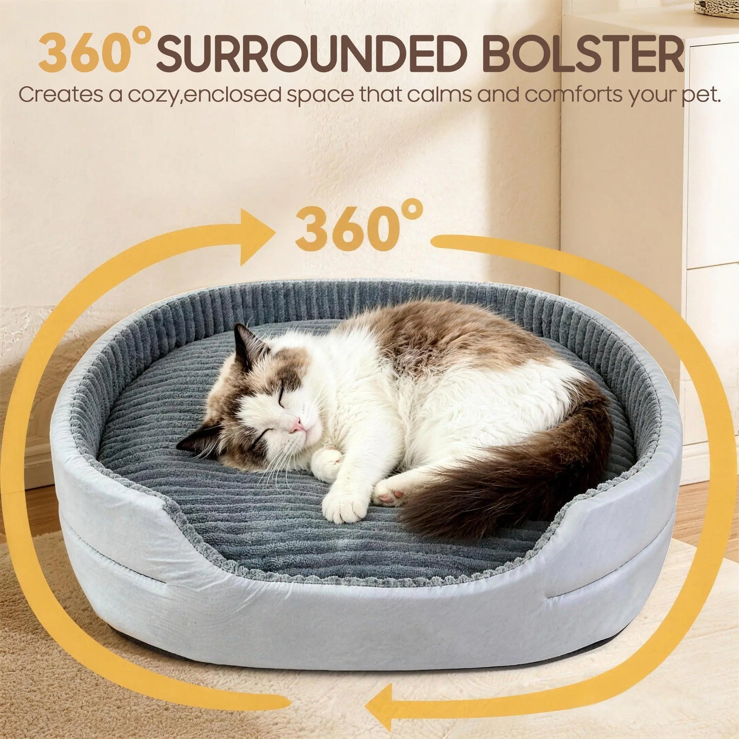 Premium Washable Plush Dog Couch Bed with Waterproof Base