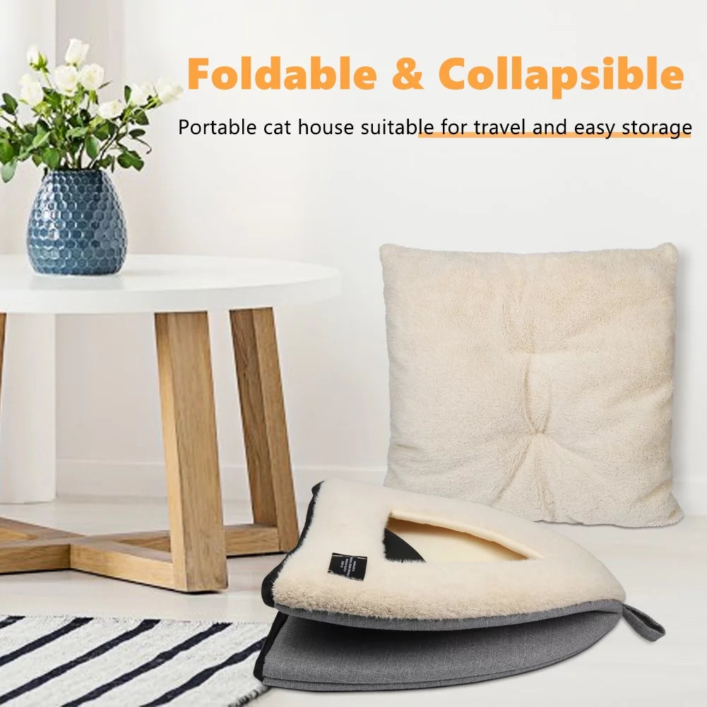 2-in-1 Cozy Cat Bed with Removable Cushion