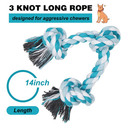3-Knot Braided Cotton Dog Chew Rope for Teeth Cleaning
