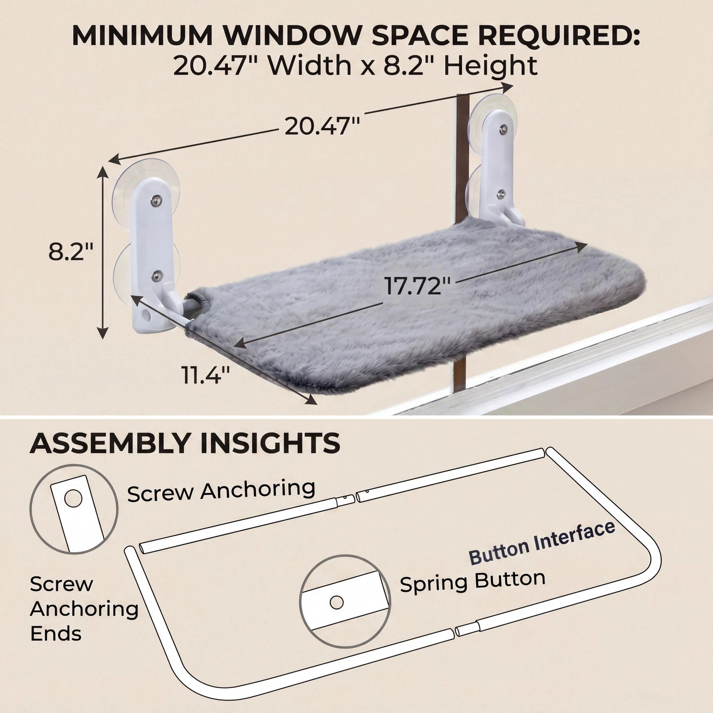 Cordless Folding Window Cat Hammock & Perch