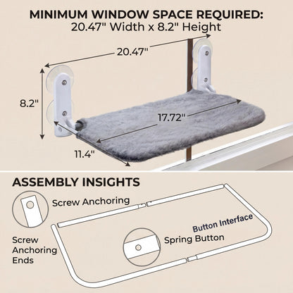 Cordless Folding Window Cat Hammock & Perch