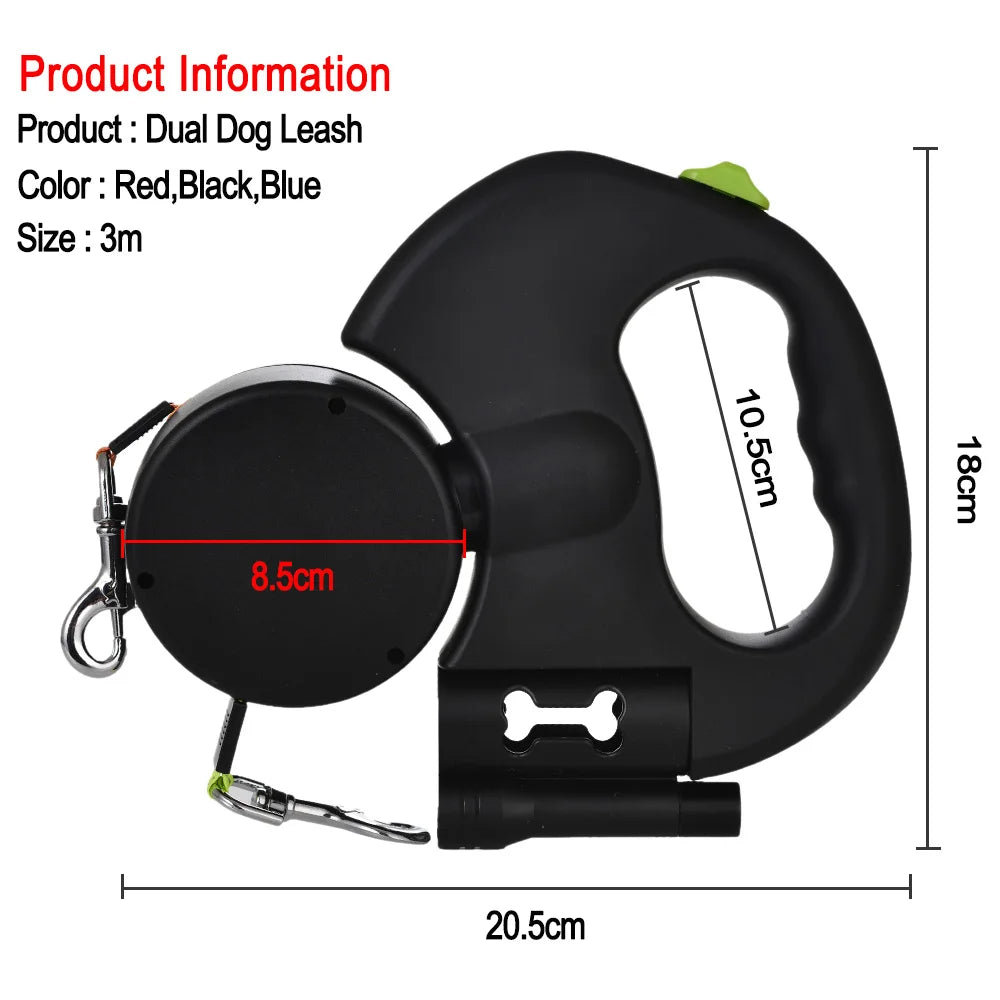 3M Retractable Dual Dog Leash 