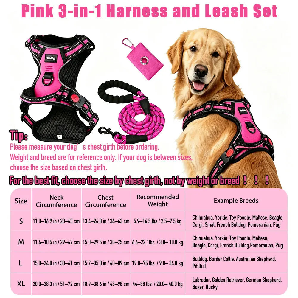 Adjustable Padded Dog Vest Harness with Front & Back Clips